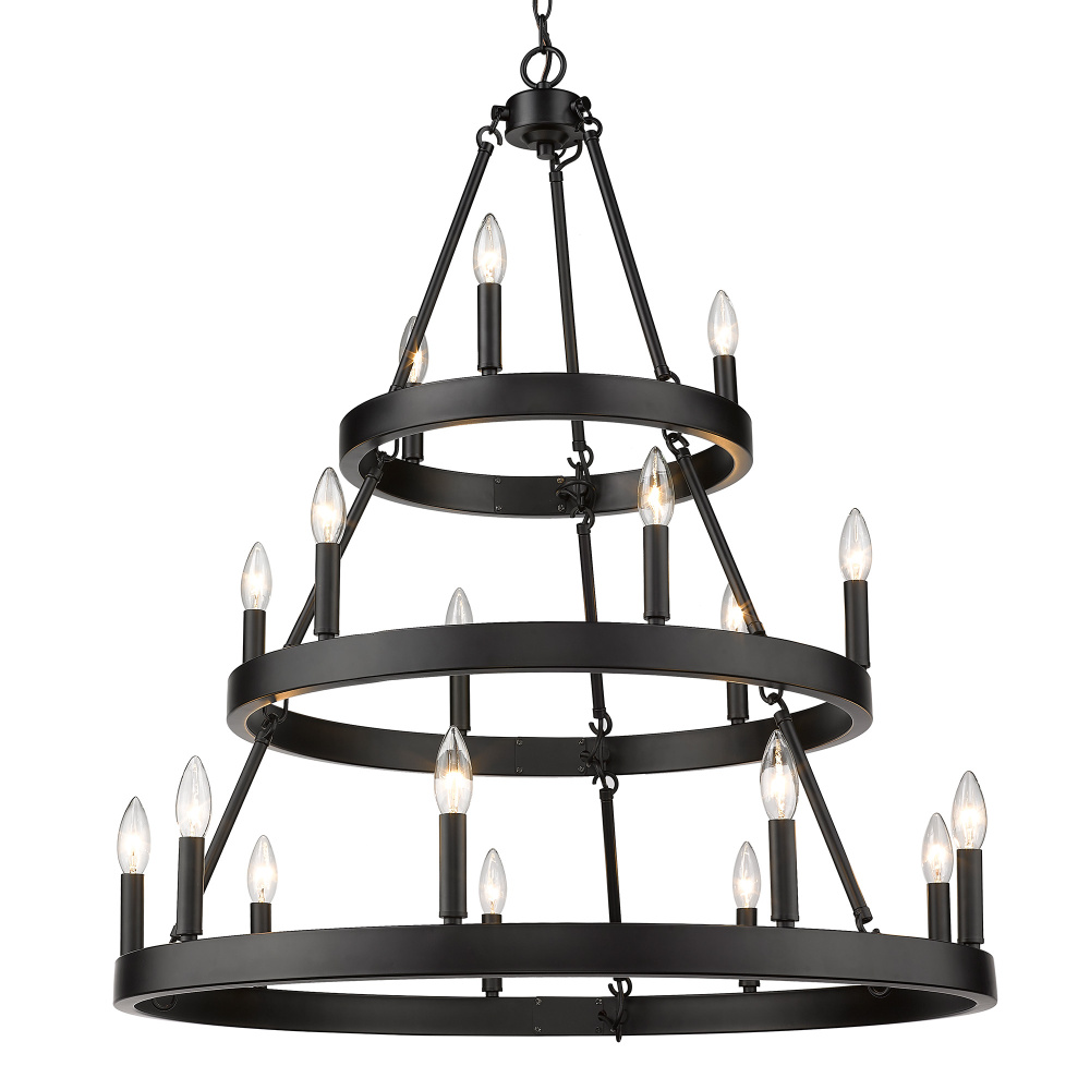 Golden Lighting Alastair 18-light 3-tier Chandelier (3+6+9) in Matte Black